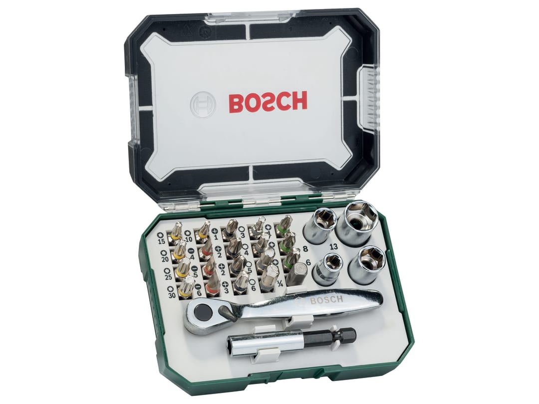 Bosch Powertool Accessories Screwdriver Bit and Ratchet Set, 26 Piece 2607017322