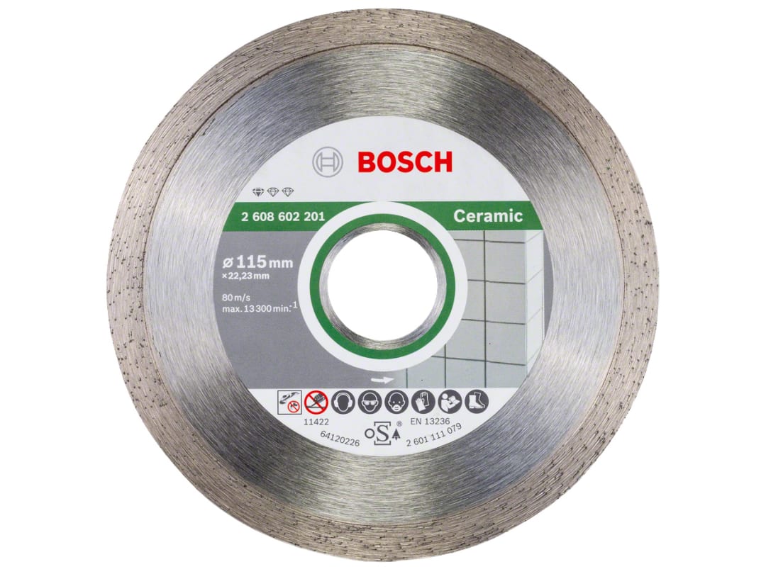 Bosch Powertool Accessories Standard for Ceramic Diamond Cutting Disc 115 x 22.23mm 2608602201
