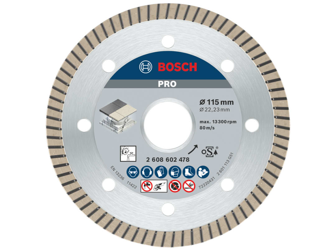 Bosch Powertool Accessories PRO Ceramic Diamond Cutting Disc 115 x 22.23mm 2608602478