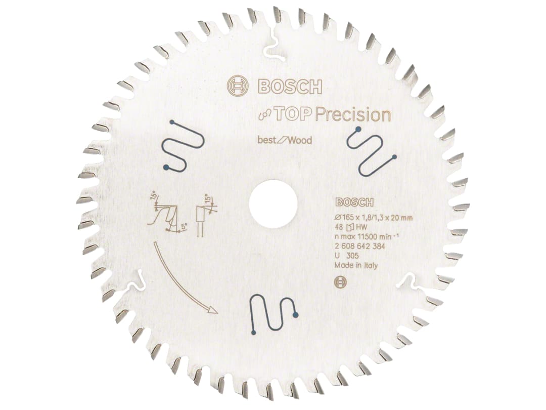 Bosch Powertool Accessories Best for Wood Circular Saw Blade 165 x 20mm x 48T 2608642384