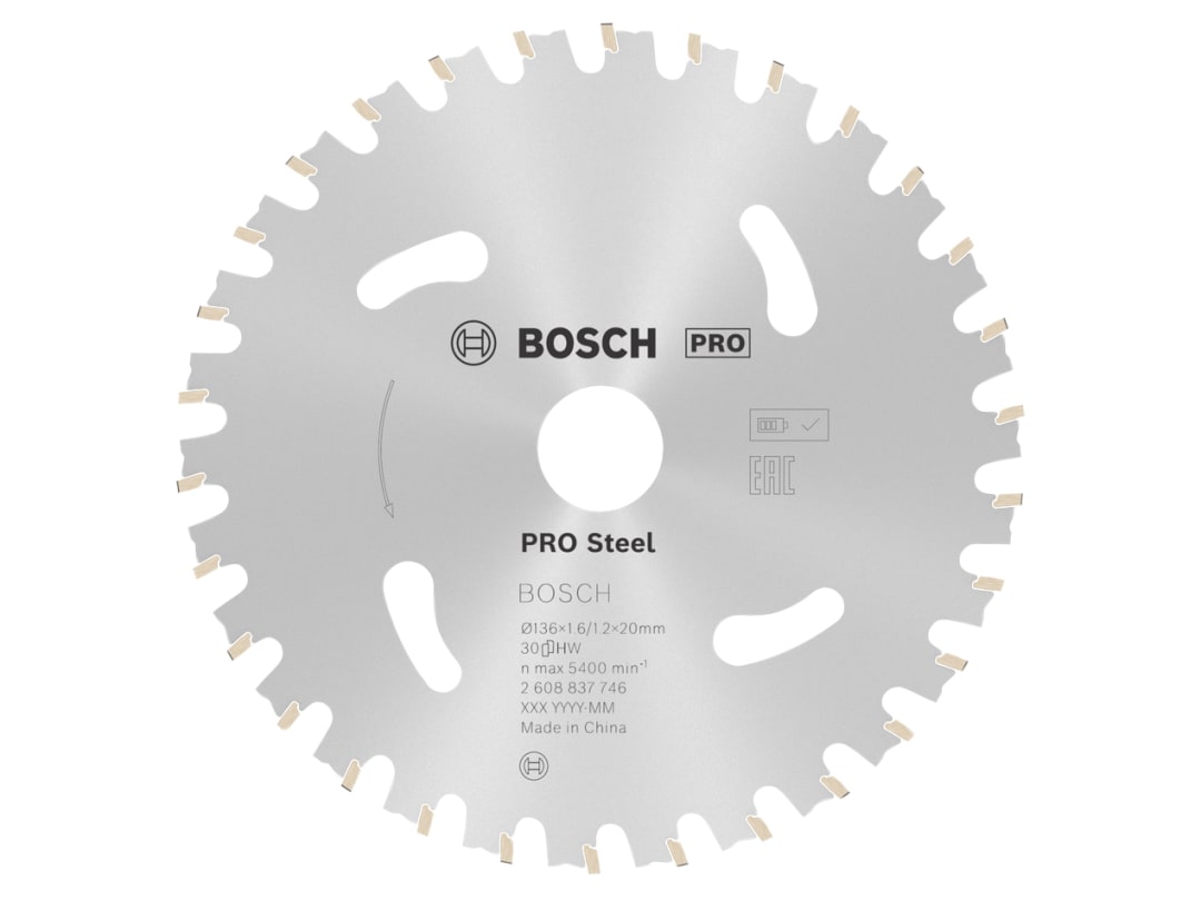 Bosch Powertool Accessories PRO Steel Cordless Circular Saw Blade 136 x 20mm x 30T 2608837746