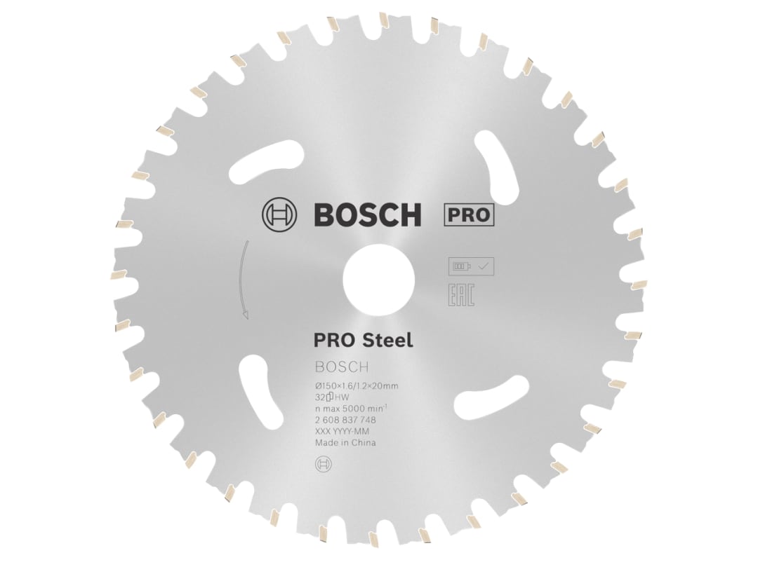 Bosch Powertool Accessories PRO Steel Cordless Circular Saw Blade 150 x 20mm x 32T 2608837748