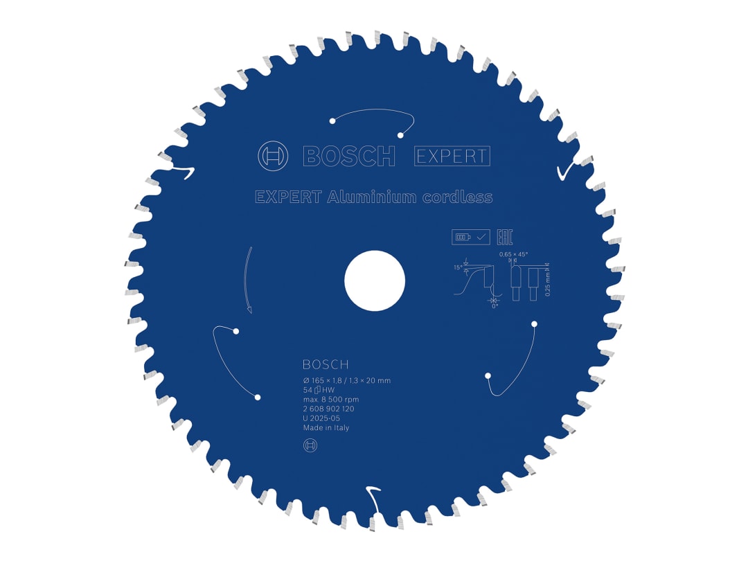 Bosch Powertool Accessories EXPERT Aluminium Cordless Circular Saw Blade 165 x 20mm x 54T 2.608.902.120