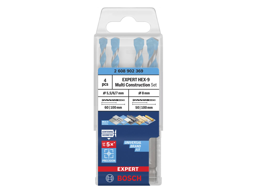 Bosch Powertool Accessories EXPERT HEX-9 Multi Construction Drill Bit Set, 4 Piece 2.608.902.369