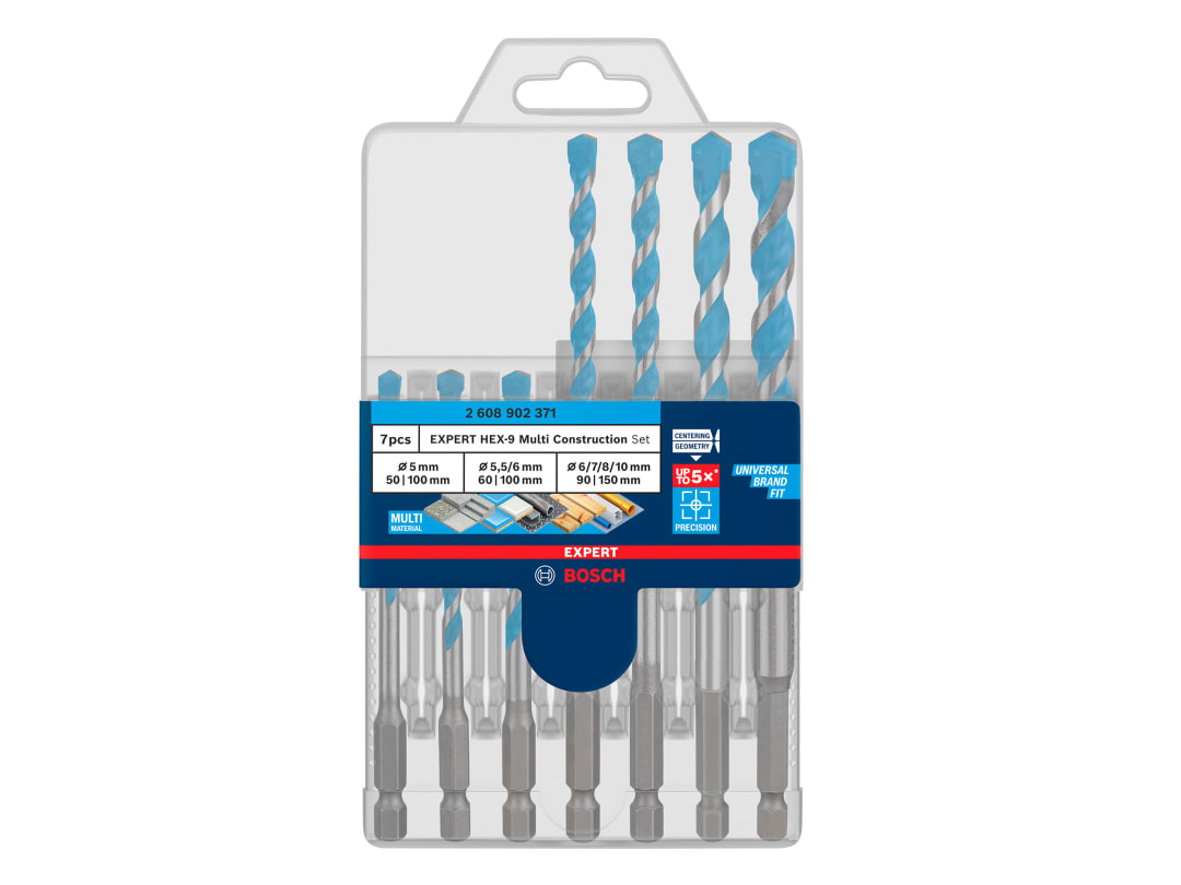 Bosch Powertool Accessories EXPERT HEX-9 Multi Construction Drill Bit Set, 7 Piece 2.608.902.371
