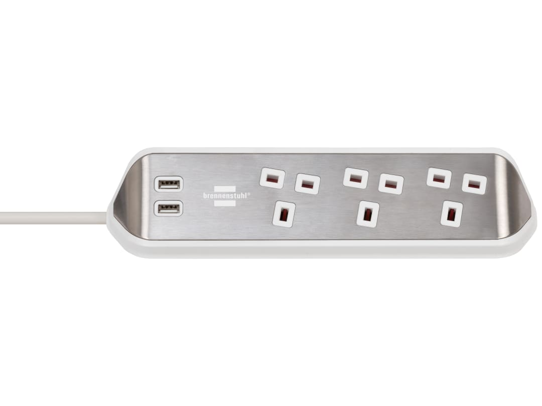 Brennenstuhl estilo Corner Extension Lead 240V 3-Gang 13A White 2m 1153593420