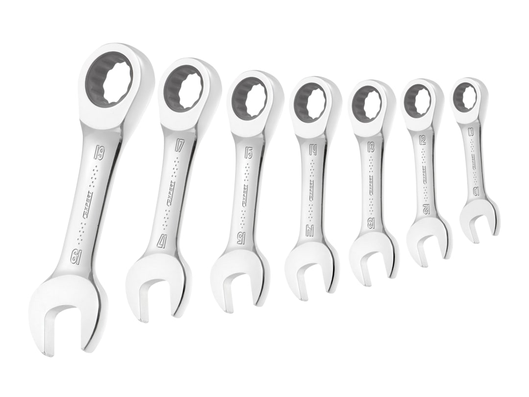 Expert Stubby Ratchet Spanner Set, 7 Piece E111104