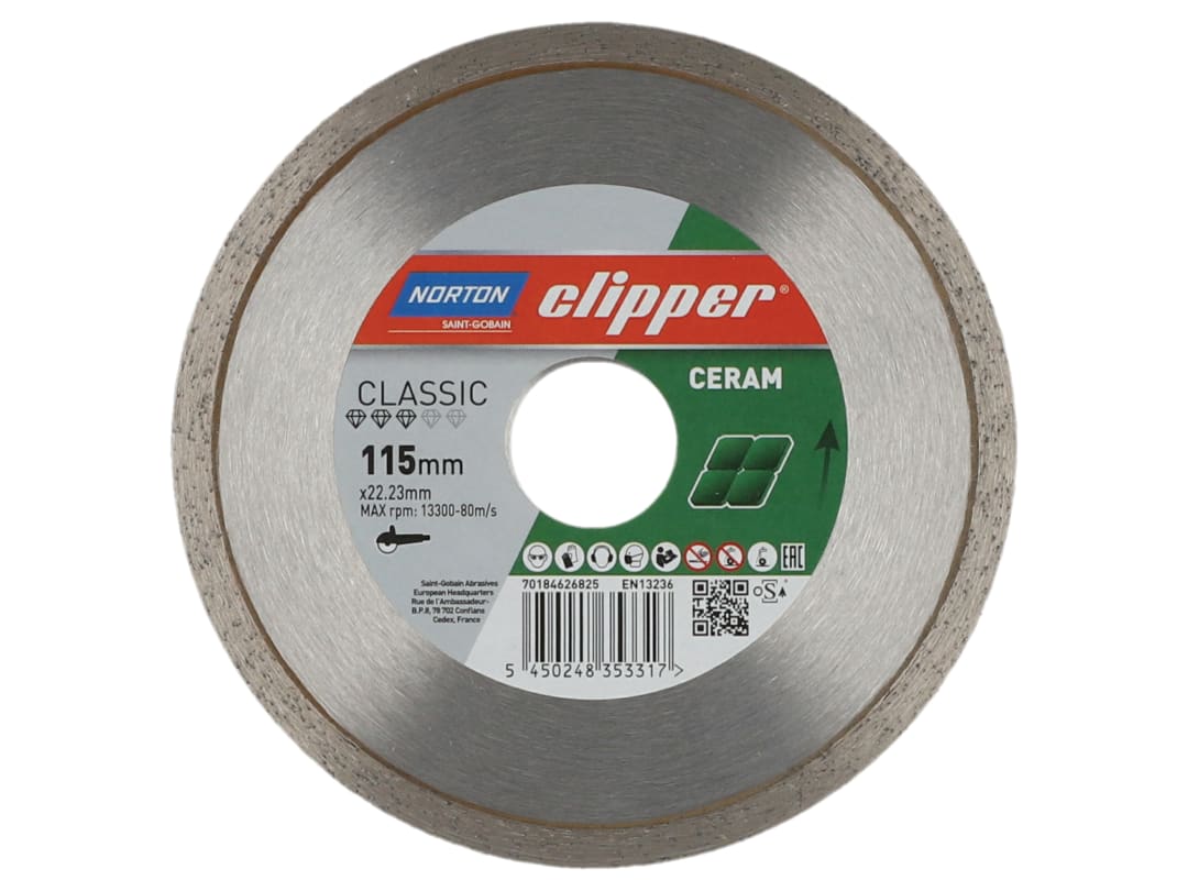 Norton Clipper Classic Ceramic Diamond Blade 115 x 22.23mm 70184626825