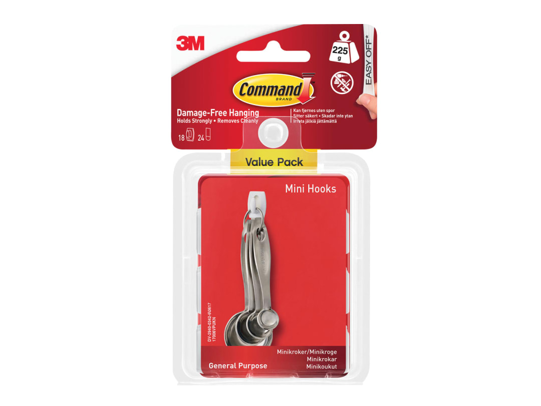 Command™ White Mini Hooks Value Pack (Pack 18) 17006-18