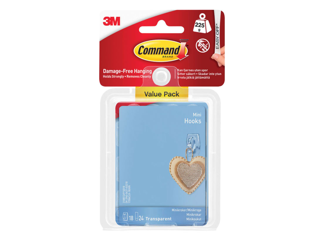 Command™ Clear Mini Hooks Value Pack (Pack 18) 17006CLR-VP