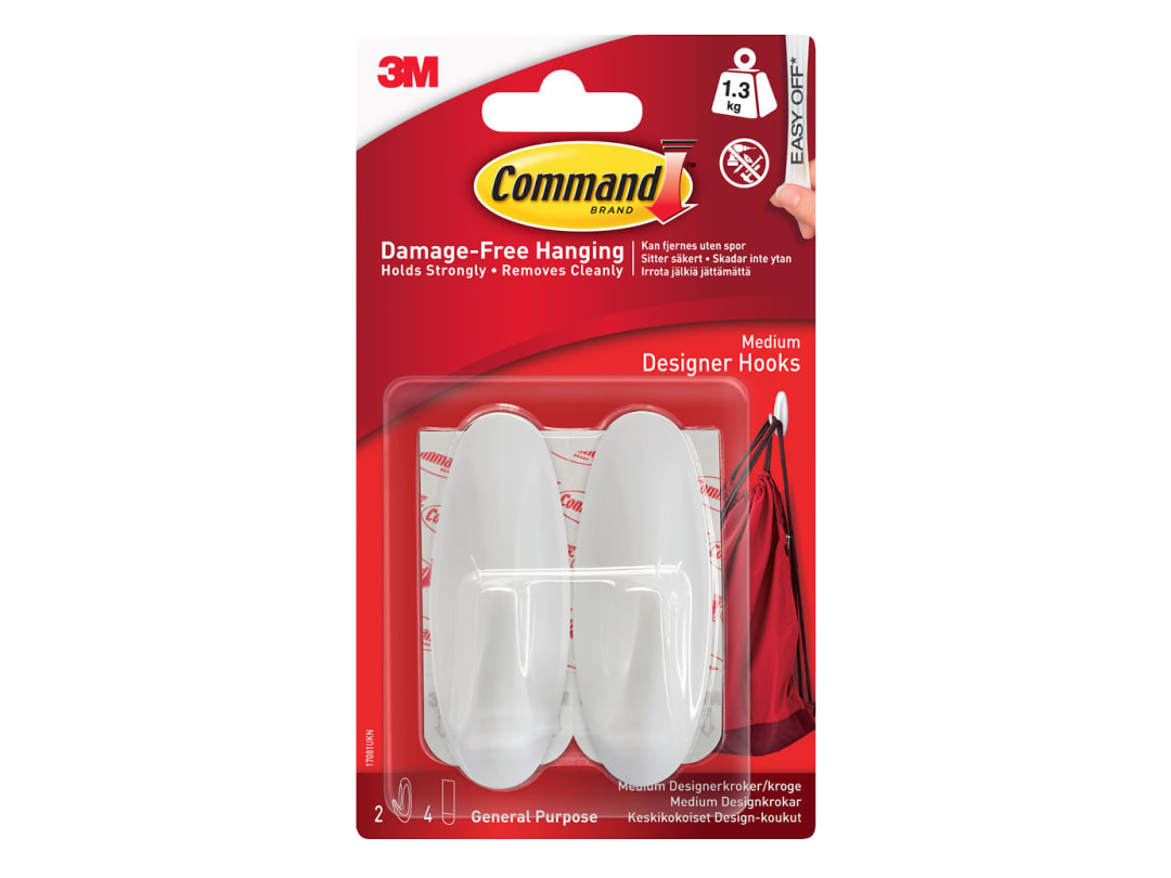 Command™ Command Medium General Purpose Hooks x 2 17081 17081