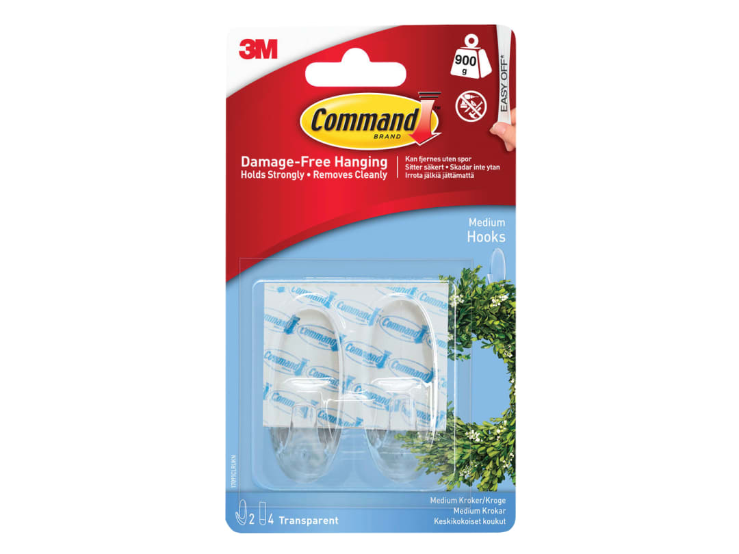 Command™ Command Hooks + Strips Medium Clear 17091-CLR 17091CLR