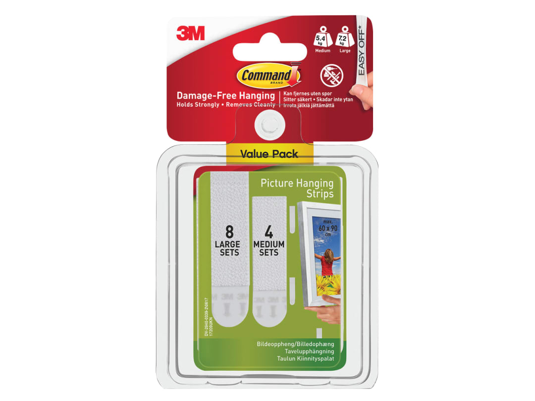 Command™ Picture Hanging Strips Set, Medium & Large (Pack 12) 17209