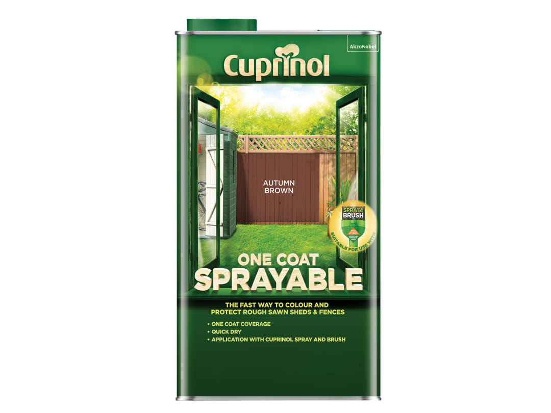 Cuprinol One Coat Sprayable Fence Treatment Autumn Brown 5 litre 5355968