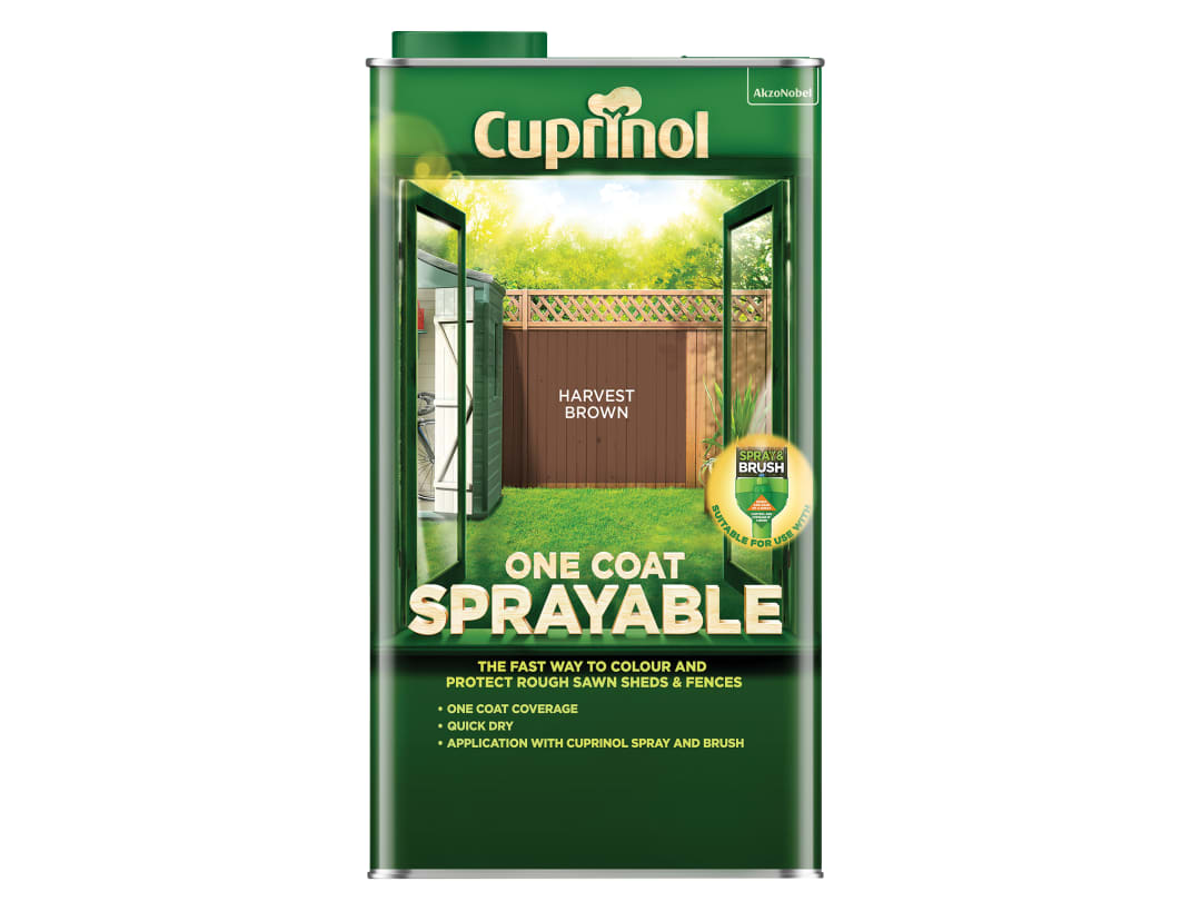 Cuprinol One Coat Sprayable Fence Treatment Harvest Brown 5 litre 5355973