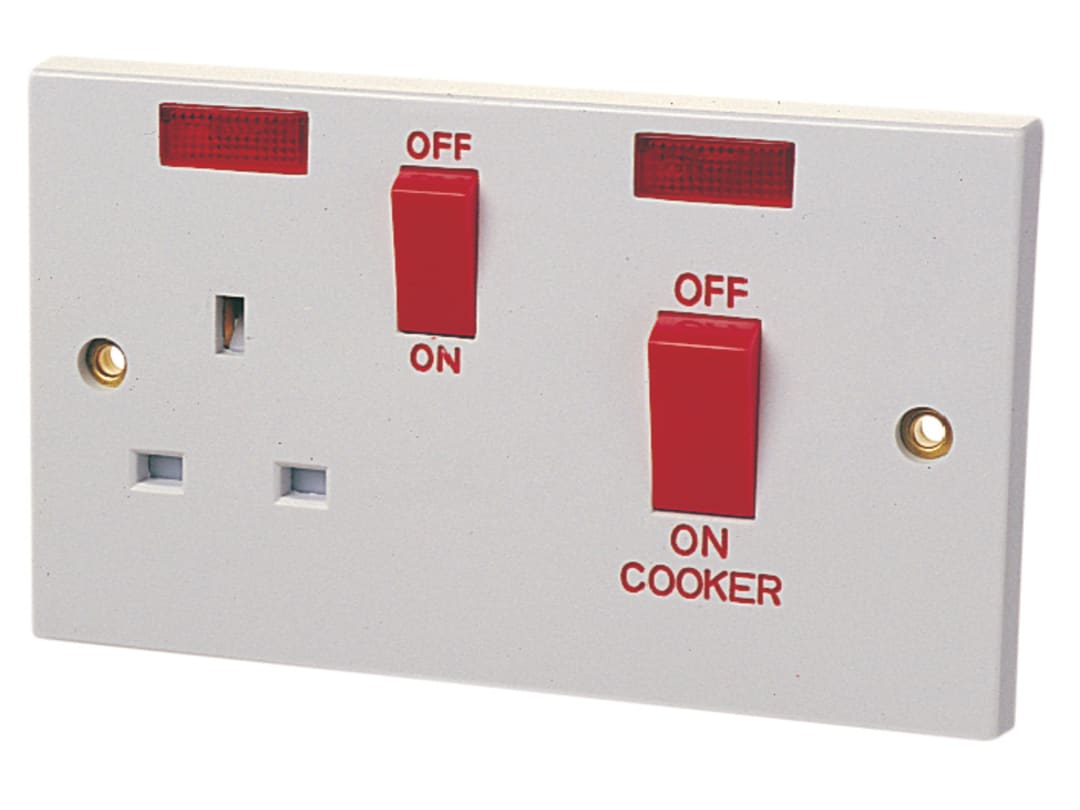 Dencon Double Pole Switch 45A with Switched Socket 13A 4457NB