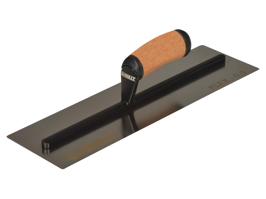 DEWALT Drywall 0.5mm FLEX Stainless Steel Flat Trowel, Leather Handle 16in EU 2-983