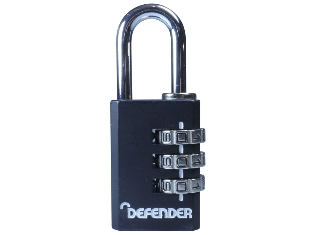 DEFENDER Diecast 3 Wheel Combination Padlock 30mm DFCOMBI30 DFCOMBI30