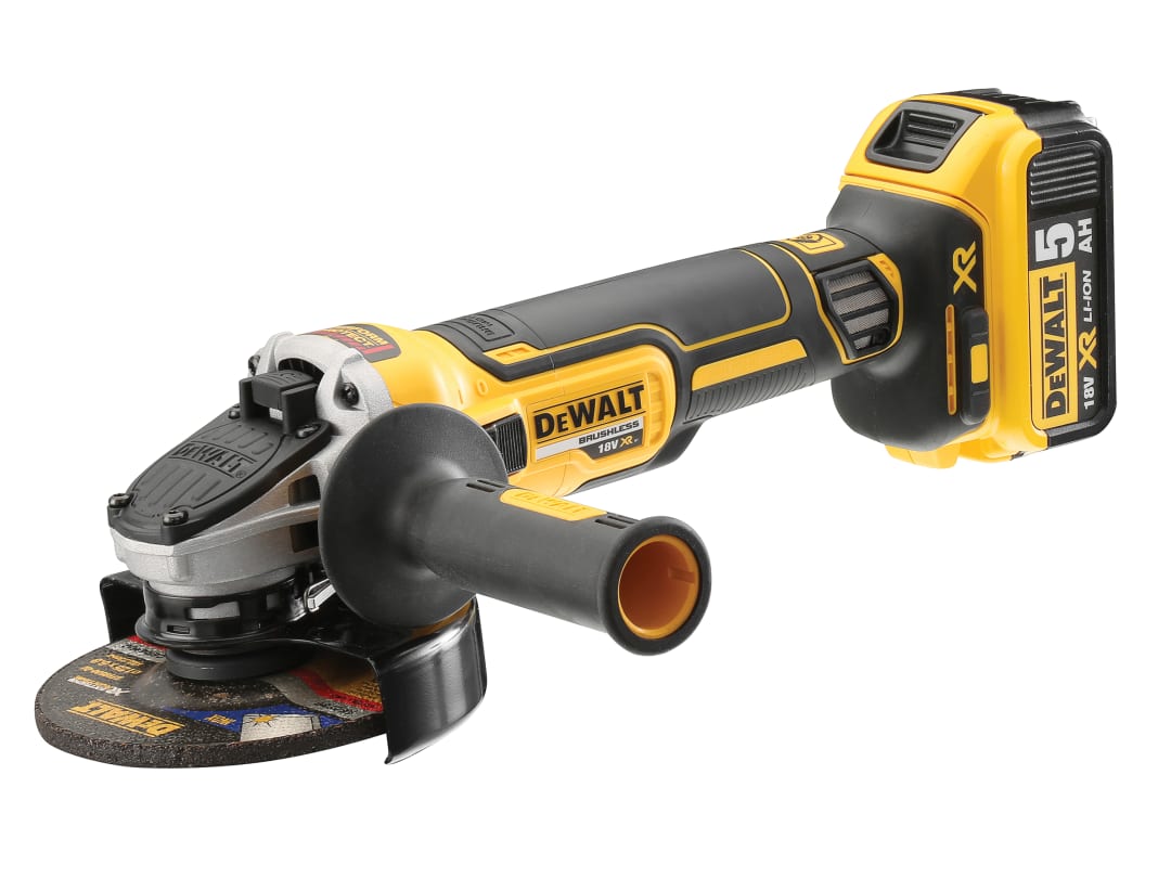 DEWALT Power Tools DCG405P2 XR Brushless Grinder 125mm 18V 2 x 5.0Ah Li-ion DCG405P2-GB