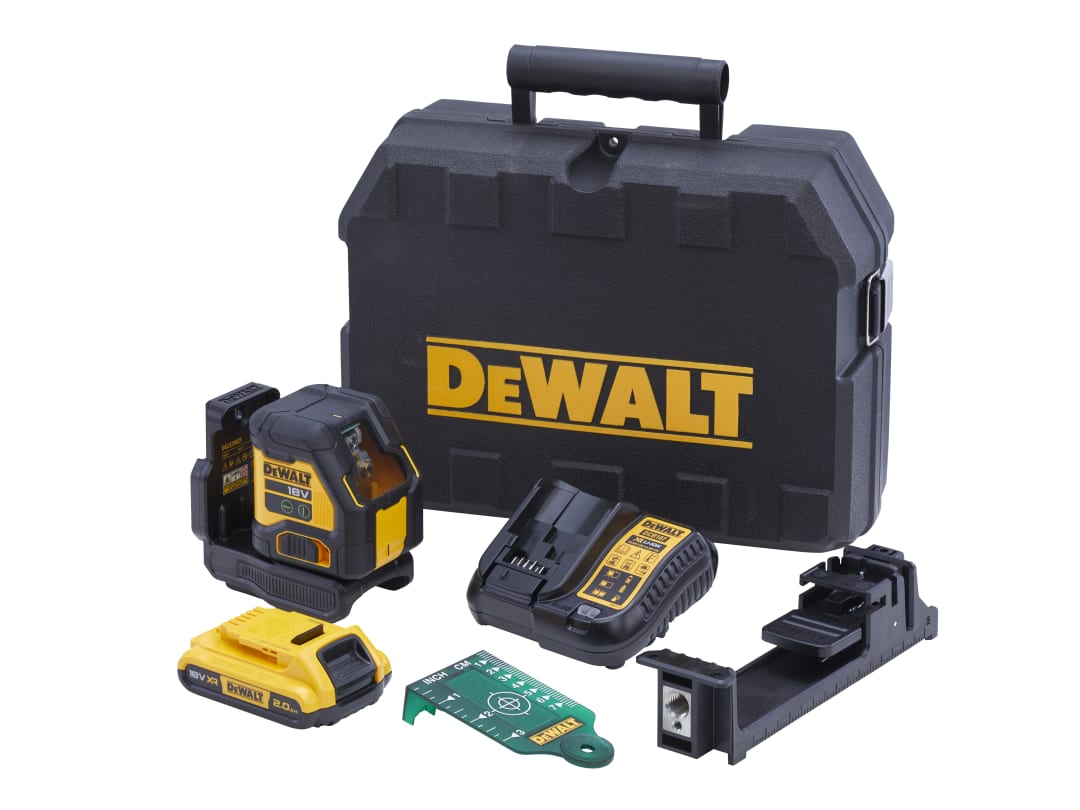DEWALT Power Tools DCLE34021D1 XR Compact Cross Line Green Laser 18V 1 x 2.0Ah Li-ion DCLE34021D1-GB