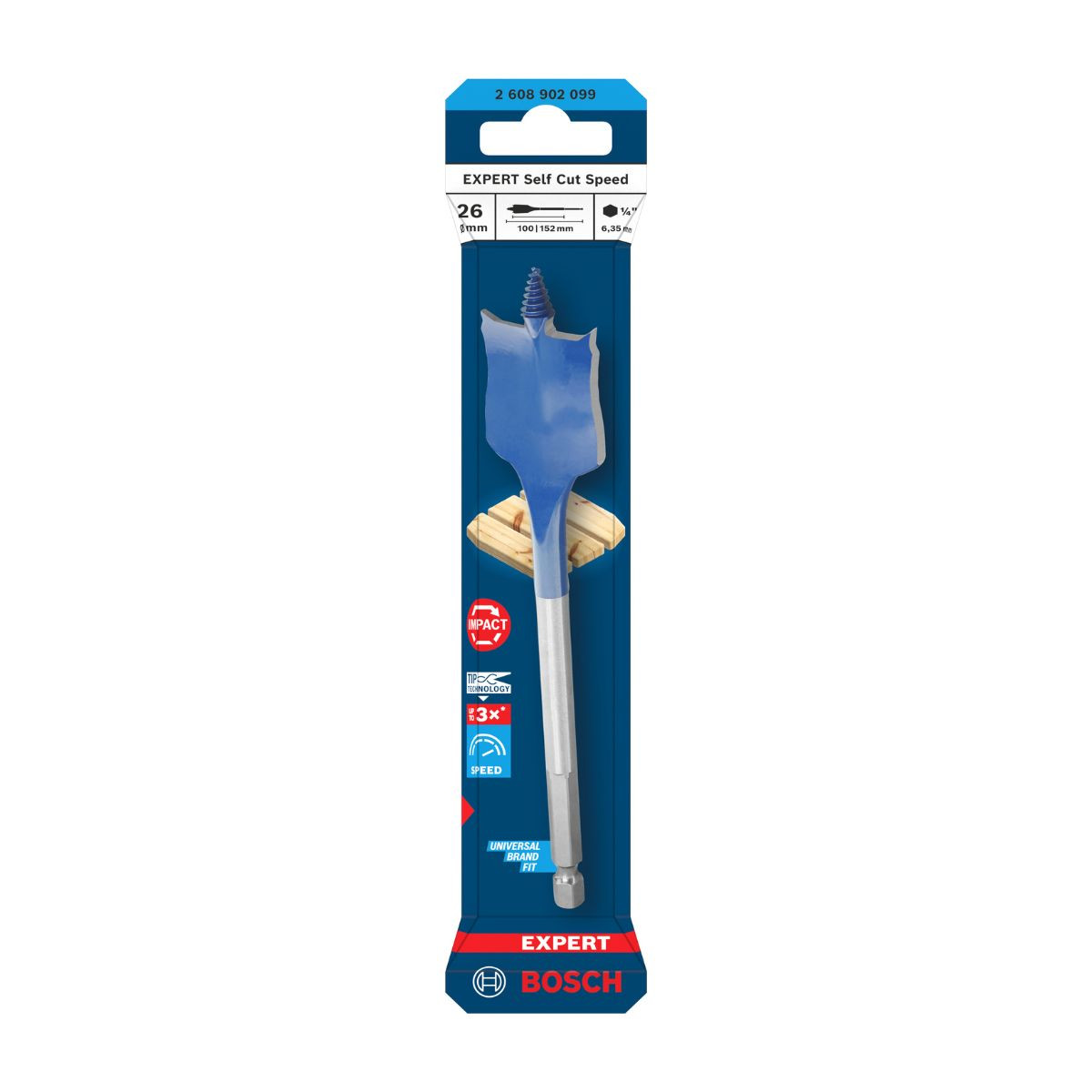 Bosch Powertool Accessories EXPERT Self Cut Speed Spade Drill Bit 26 x 100 x 152mm 2.608.902.099