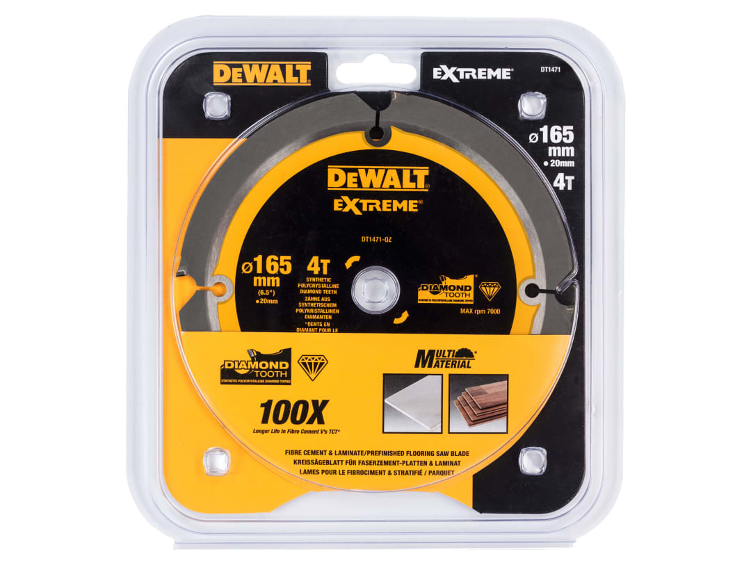 DEWALT Power Tools Extreme PCD Fibre Cement Saw Blade 165 x 20mm x 4T DT1471-QZ