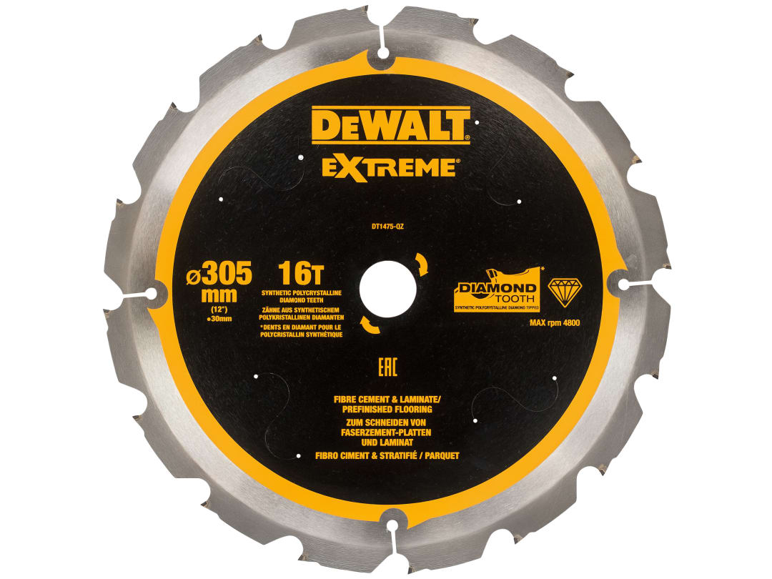 DEWALT Power Tools Extreme PCD Fibre Cement Saw Blade 305 x 30mm x 16T DT1475-QZ
