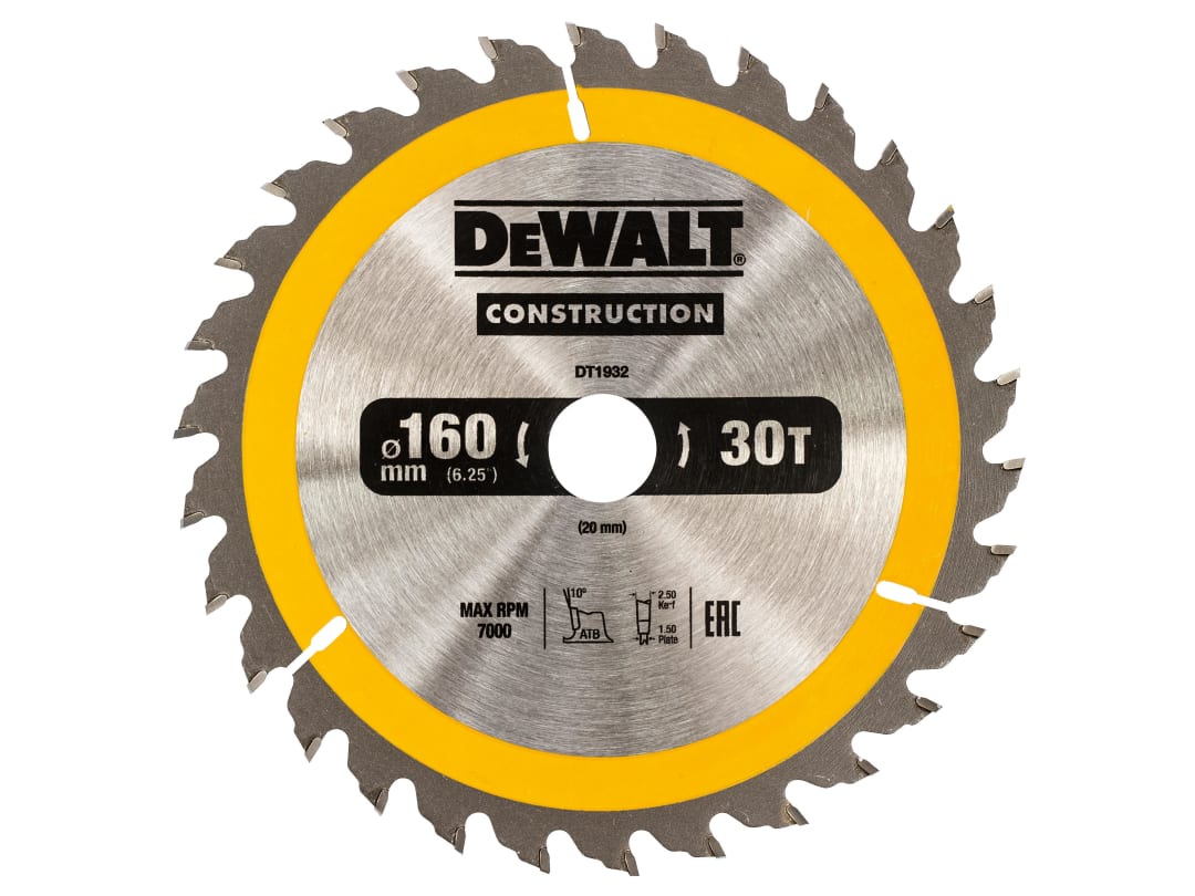 DEWALT Power Tools Portable Construction Circular Saw Blade 160 x 20mm x 30T DT1932-QZ