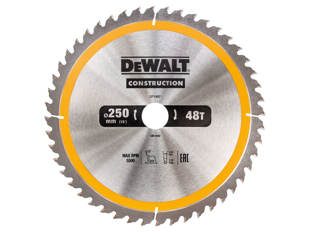 DEWALT Power Tools Stationary Construction Circular Saw Blade 250 x 30mm x 48T DT1957-QZ