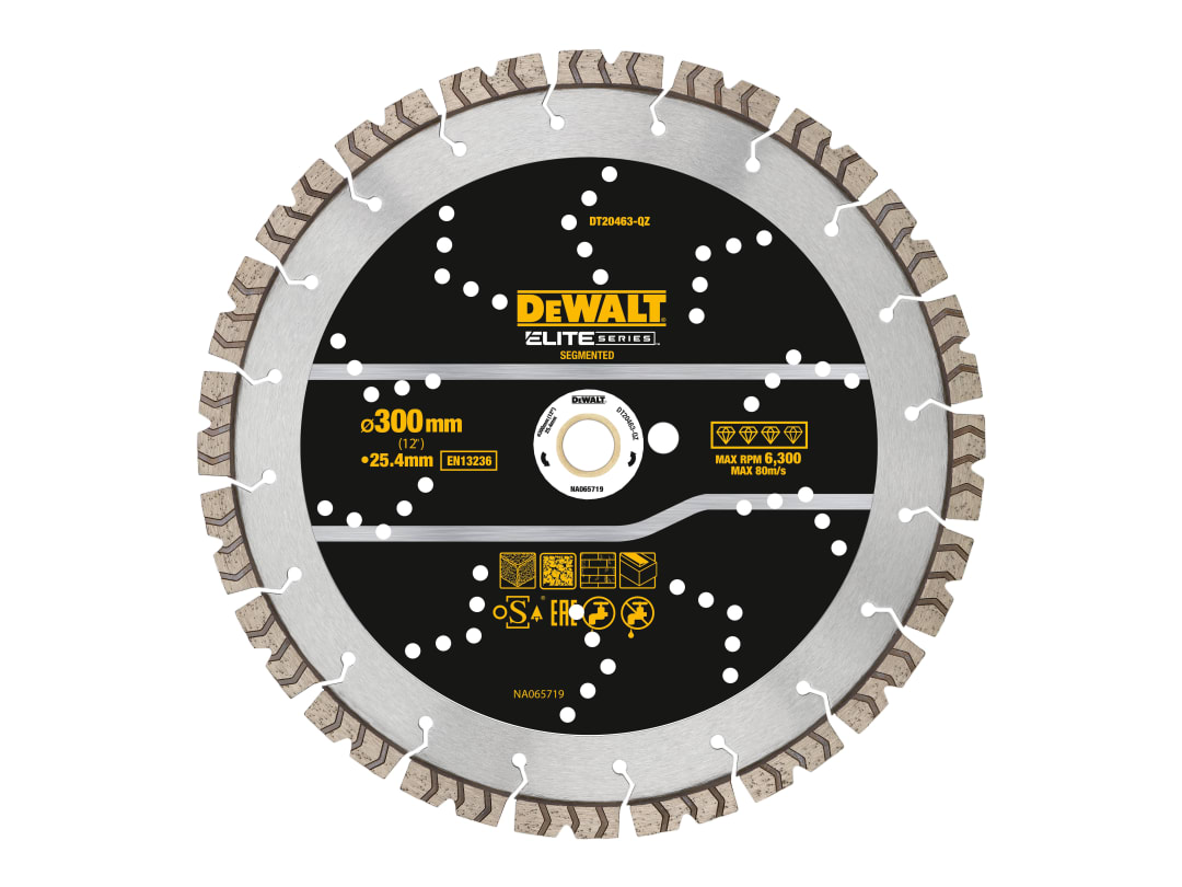 DEWALT Power Tools ELITE SERIES™ All Purpose Diamond Segmented Wheel 300 x 25.4mm DT20463-QZ