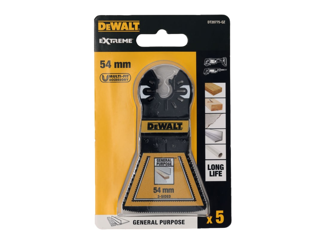 DEWALT Power Tools DT20775 Bi-metal 3-Sided Cutting Multitool Blade 54mm (5 Pack) DT20775-QZ