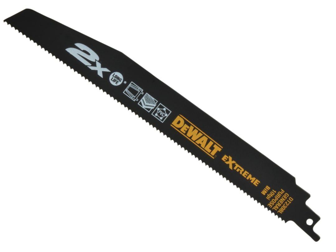 DEWALT Power Tools 2X Life General Purpose Reciprocating Blade 228mm x 10 TPI (Pack 5) DT2308L-QZ