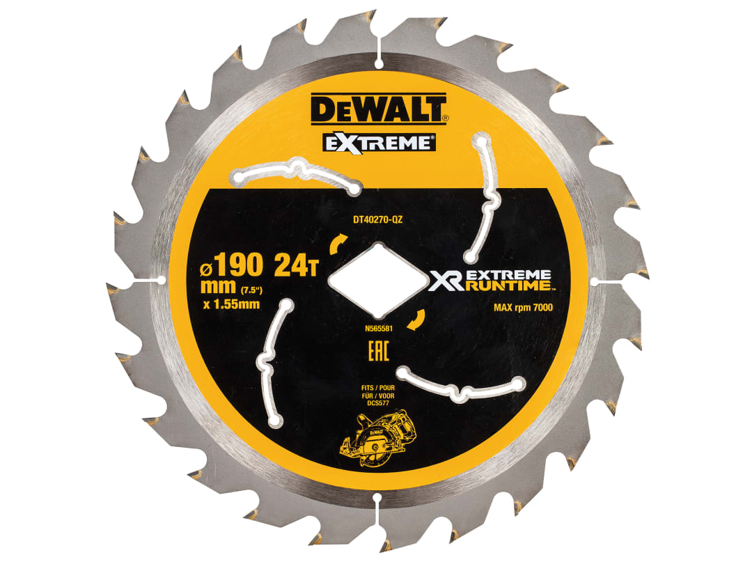 DEWALT Power Tools Extreme Runtime FlexVolt Circular Saw Blade 190mm x Diamond x 24T DT40270-QZ