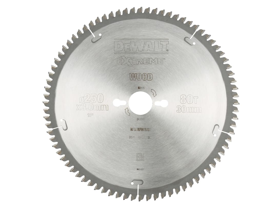 DEWALT Power Tools Series 40 Circular Saw Blade 250 x 30mm x 80T TCG/Neg DT4287-QZ