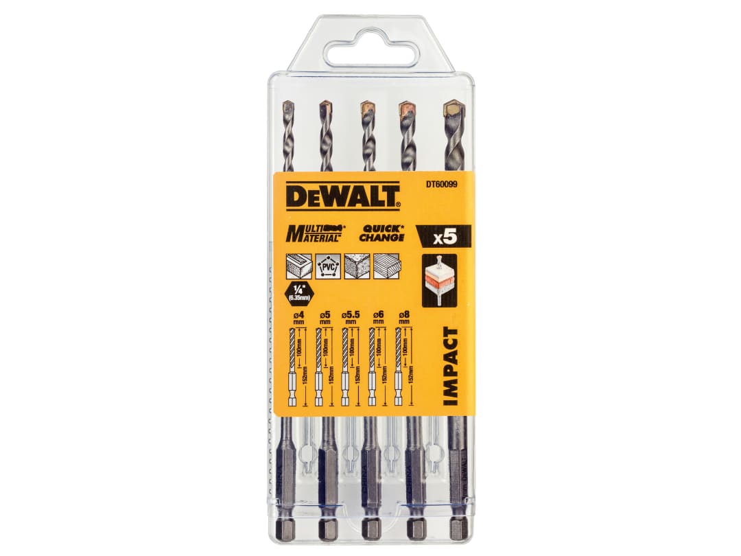 DEWALT Power Tools DT60099 Extreme Impact Masonry Drill Bit Set 5 Piece DT60099-QZ