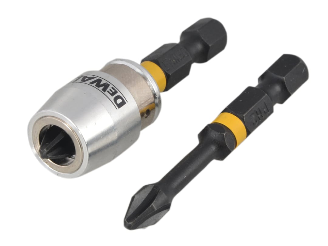 DEWALT Power Tools Impact Torsion Bits PH2 x 50mm (x2) and Magnetic Screwlock Sleeve DT70536T-QZ