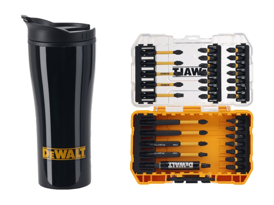 DEWALT Power Tools DT70903T FLEXTORQ™ Bit Set, 32 Piece & Travel Mug DT70903T-QZ