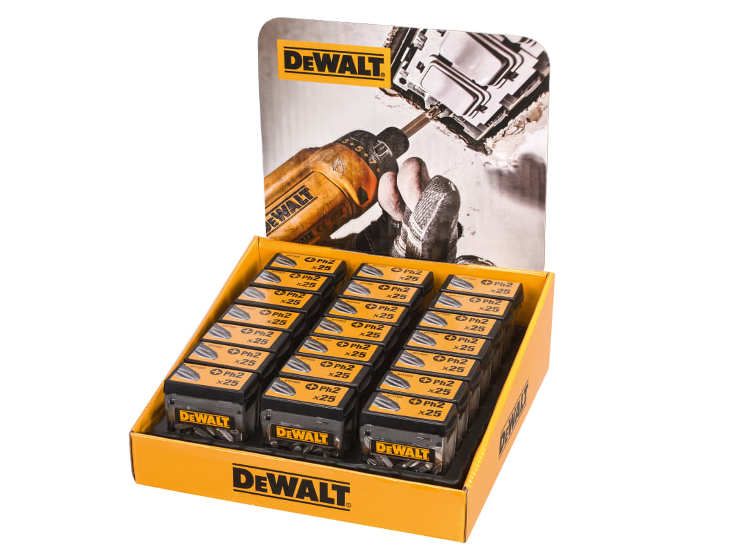DEWALT Power Tools PH2 25mm Standard Tic Tac Display 21 x Packs of 25 DT71522-QZ