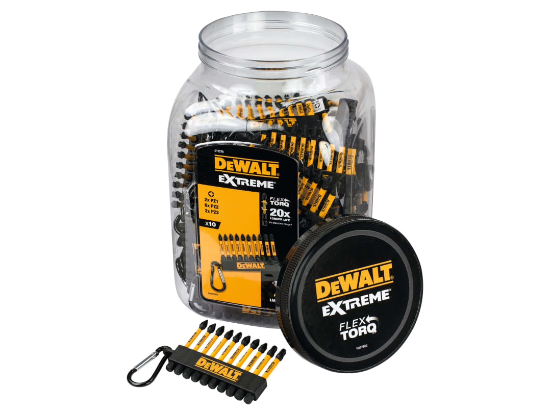 DEWALT Power Tools DT7276QZ Pozi Bit Keyring 10 Piece (Jar of 50) DT7276-QZ