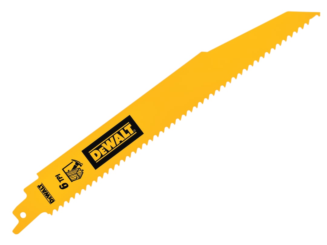 DEWALT Power Tools Bi-Metal Wood Demolition Reciprocating Blade 228mm x 6 TPI (Pack 5) DT90381-QZ