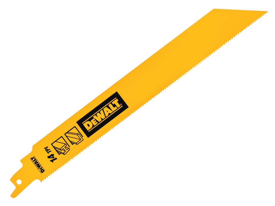 DEWALT Power Tools Bi-Metal 1in High Metal Reciprocating Blade 228mm x 14 TPI (Pack 5) DT90387-QZ