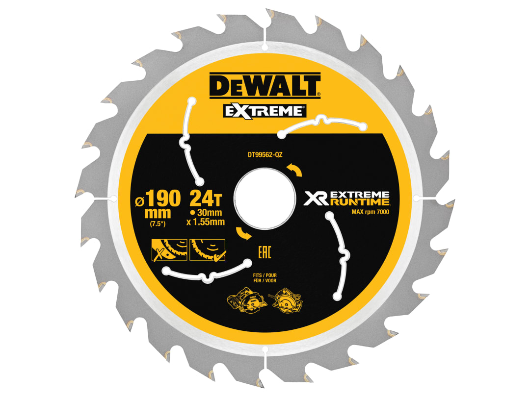 DEWALT Power Tools XR FlexVolt Circular Saw Blade 190 x 30mm x 24T DT99562-QZ