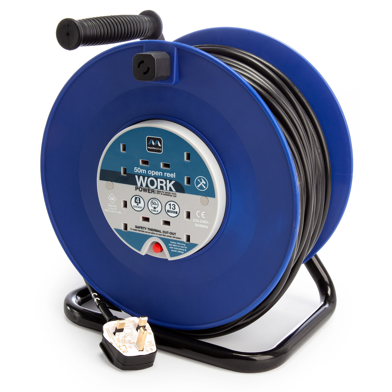 Masterplug HDCC5013-4BL-MP 13A 4 Gang Cable Reel Blue 50 Metres (240V) HDCC5013-4BL-MP