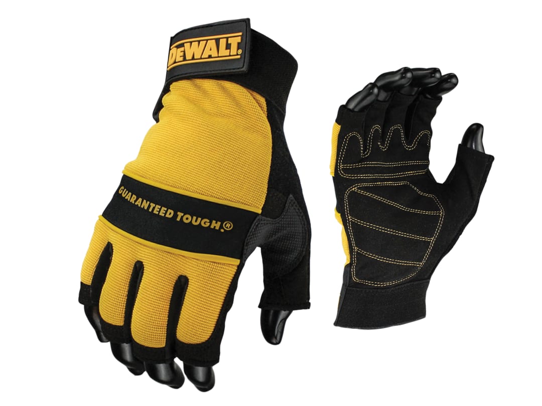 DEWALT Power Tools Fingerless Synthetic Padded Leather Palm Gloves - Large DPG23L EU