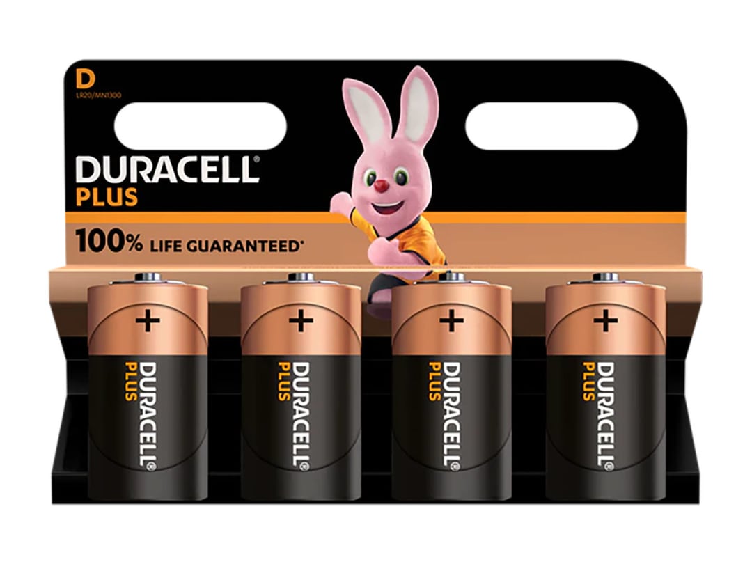 Duracell +100% Plus Power Battery D x 4 S18715 S18715