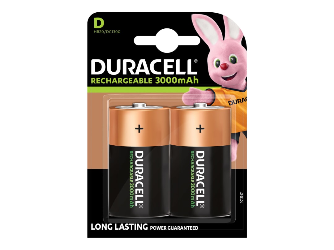 Duracell D Cell 3000Mah Rechargeable Batteries (Pack 2) S3092