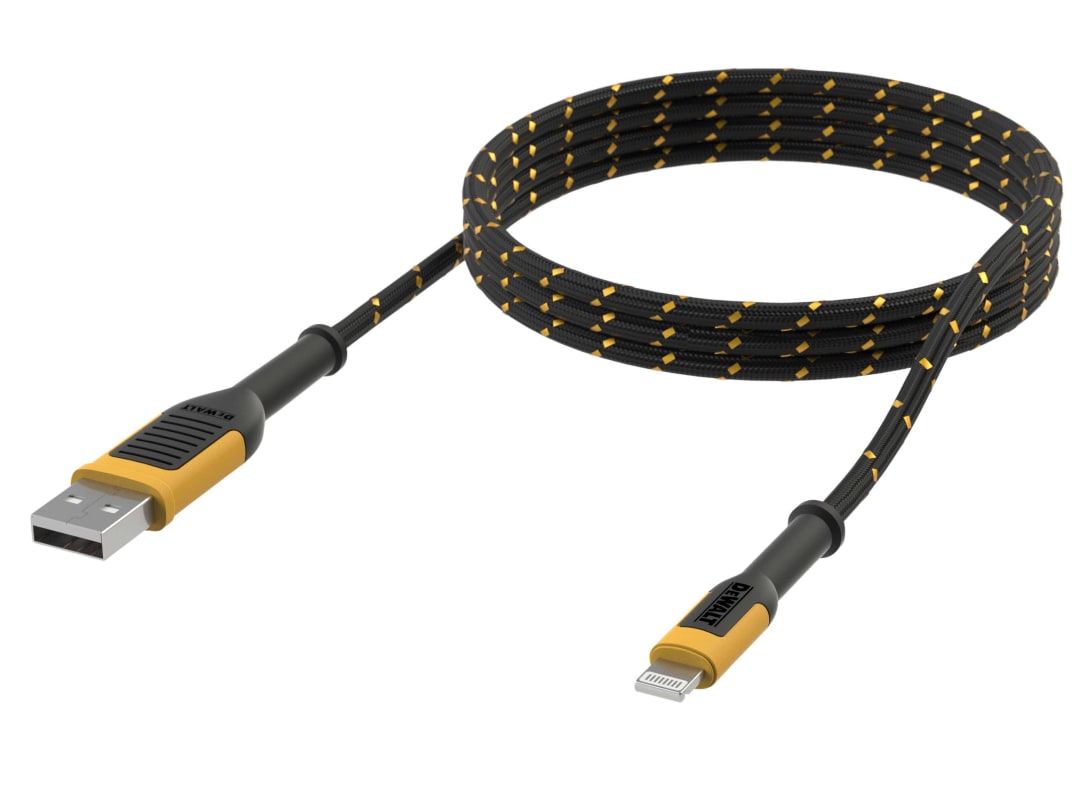 DEWALT Telecoms USB A to Lightning® Reinforced Charging Cable 1.8m (6ft) 131 1325 DWG