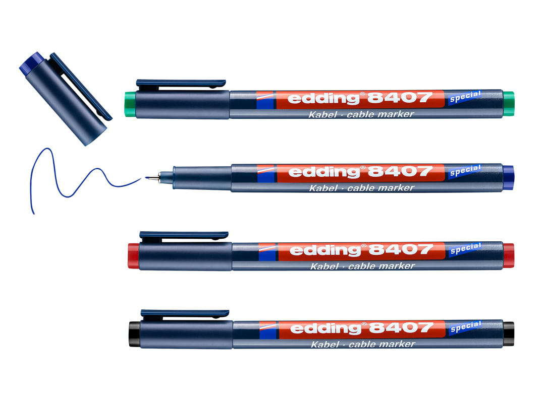 edding 8407/4 S Cable Marker Set, 4 Piece 4-8407-4